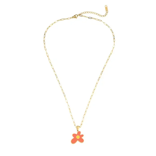 Bijou Dottilove Collier Distorted Flower - Pendentif fleur en acier inoxydable doré - Bijouterie e-commerce Réunion 974 - Cadeau femme élégant
