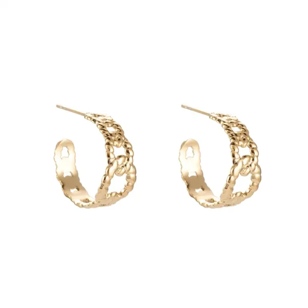 Boucles d'oreilles Vicky Node de Dottilove, design doré en forme de nœud entrelacé, fini poli brillant, bijou chic disponible à la Réunion.