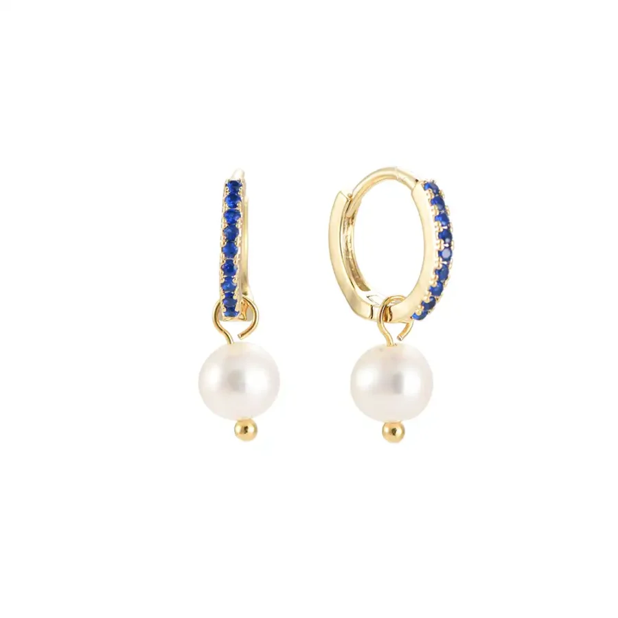 Boucles d'oreilles dorées élégantes Fine Single Round Pearl Dottilove avec perle ronde suspendue, format 2,5cm - Bijoux Les Trésors d'Emma 974 Réunion.