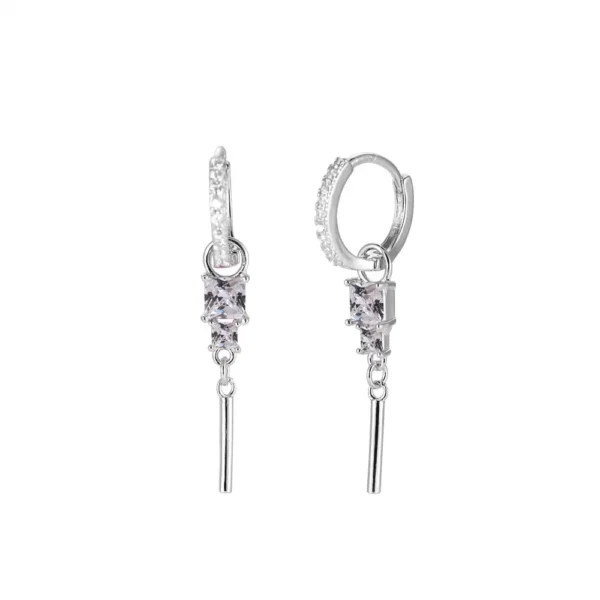 Boucles d'oreilles géométriques Tania Square Diamonds Dottilove dorées et argentées serties de cristaux de zirconium, format 3,5 cm - Bijoux Les Trésors d'Emma 974 Réunion.