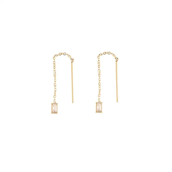 Boucles d'oreilles géométriques Frame Diamond Dottilove dorées et argentées serties de cristaux de zirconium, acier inoxydable, 4cm - Les Trésors d'Emma 974 Réunion.