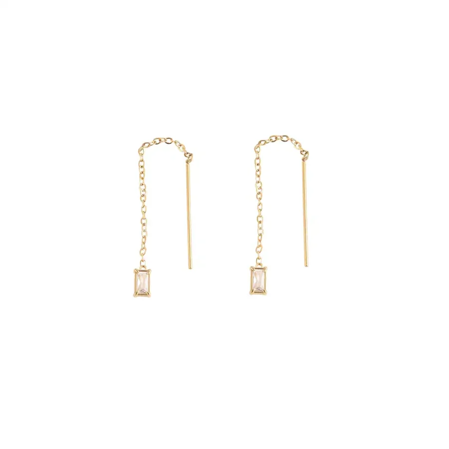 Boucles d'oreilles géométriques Frame Diamond Dottilove dorées et argentées serties de cristaux de zirconium, acier inoxydable, 4cm - Les Trésors d'Emma 974 Réunion.