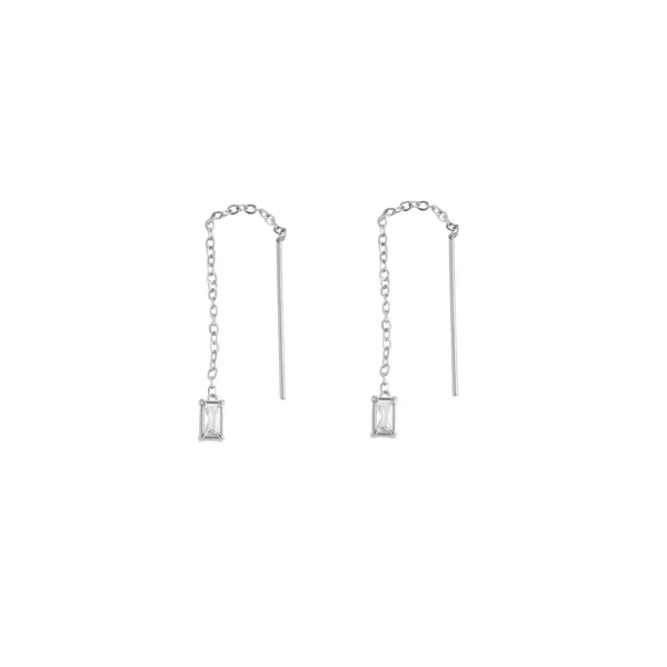 Boucles d'oreilles géométriques Frame Diamond Dottilove dorées et argentées serties de cristaux de zirconium, acier inoxydable, 4cm - Les Trésors d'Emma 974 Réunion.