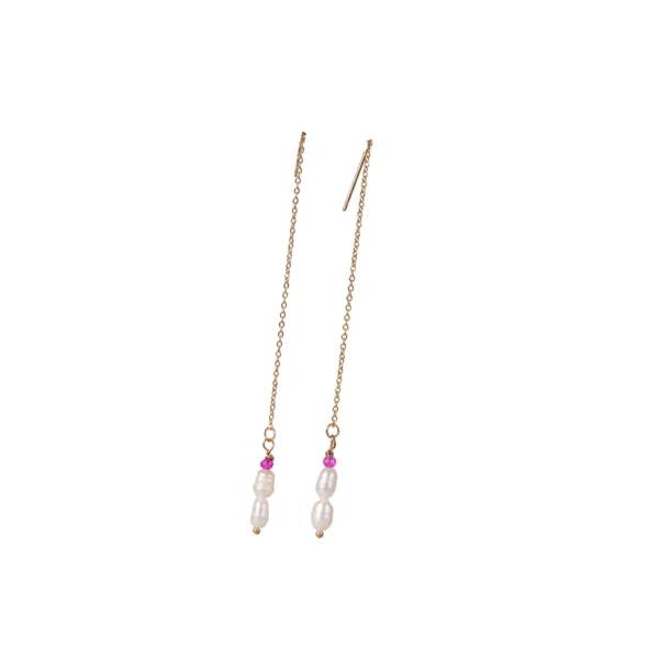 Bijou Dottilove Hanging Pearl Pillar - Boucles d'oreilles dorées avec perles de culture de synthèse - Boutique bijoux 974 Réunion.
