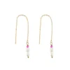 Bijou Dottilove Hanging Pearl Pillar - Boucles d'oreilles dorées avec perles de culture de synthèse - Boutique bijoux 974 Réunion.
