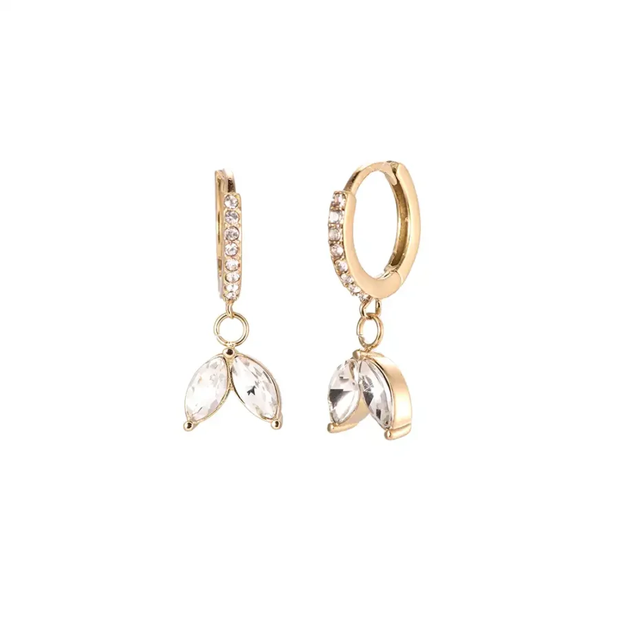 Boucles d'oreilles Jannes 2 Leaves Dottilove - Bijouterie en ligne Réunion 974 - Bijou en acier inoxydable doré motif feuillage - Cadeau femme