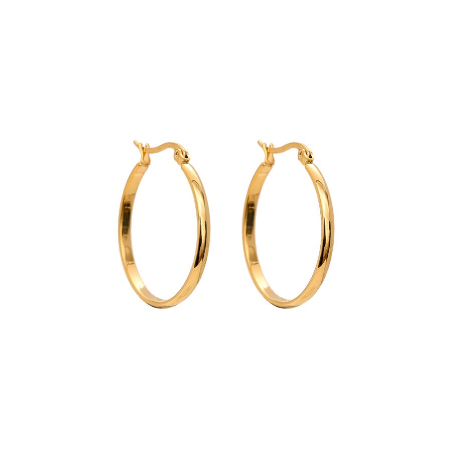 Boucles d'oreilles Slim Circle Dottilove, grandes créoles fines dorées de forme circulaire, bijou élégant et léger à la Réunion