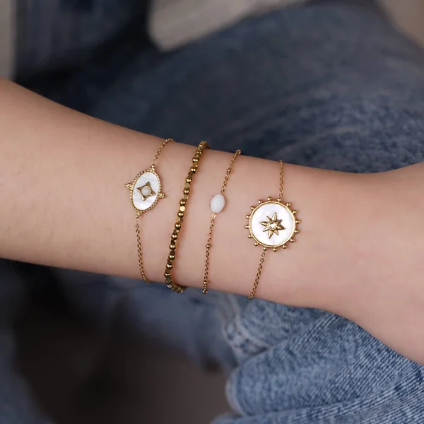 Bracelet Acier Inoxydable & Nacre – Collection Dottilove