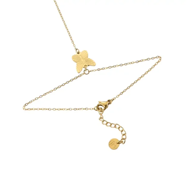 Bracelet-Bague Dancing Butterfly papillon Dottilove - Bijouterie en ligne Réunion 974 - Bijou de main en acier inoxydable doré - Style Dancing Butterfly scintillant