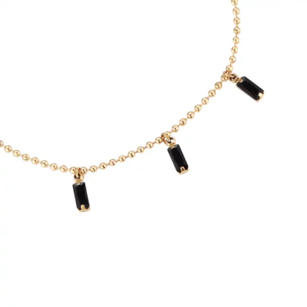 Bracelet doré ajustable Hanging Black Cubes Dottilove en acier inoxydable avec petits cubes noirs suspendus - Bijoux Les Trésors d'Emma 974 Réunion.