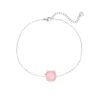 Bracelet délicat Pink Round Acrylic Dottilove en acier inoxydable doré et argenté avec perle ronde rose centrale, 17cm + 3cm - Bijoux Les Trésors d'Emma 974 Réunion.