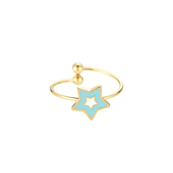 Bague Star Pulsar Dottilove - Bijouterie en ligne Réunion - Anneau en acier doré avec étoile en strass - Cadeau bijoux 974
