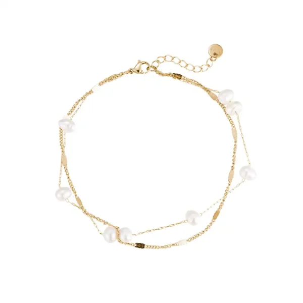 Chaîne de cheville Bubbly Pearls Dottilove - Bijouterie en ligne Réunion - Bijou de pied en acier inoxydable doré à perles de métal