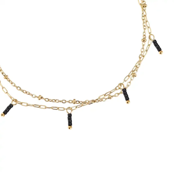 Chaîne de cheville Manda – Acier Inoxydable Dottilove (Noir ou Bleu)