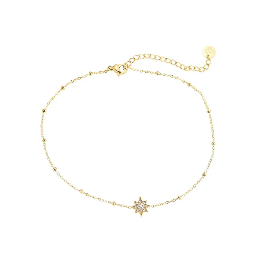 Chaîne de cheville Singular Caltrop Dottilove - Bijouterie en ligne Réunion 974 - Bijou de pied en acier inoxydable doré au design géométrique - Durable et chic