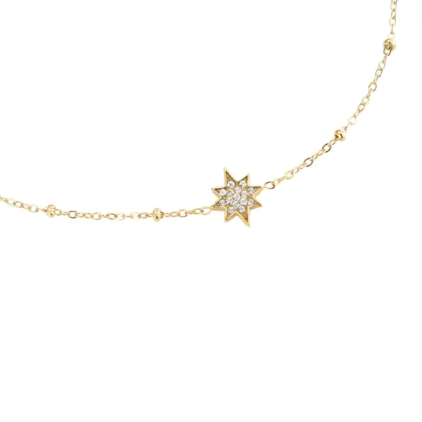 Chaîne de cheville Singular Caltrop Dottilove - Bijouterie en ligne Réunion 974 - Bijou de pied en acier inoxydable doré au design géométrique - Durable et chic