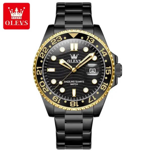 Montre OLEVS 3610 toute noire acier inoxydable bijoux homme 974